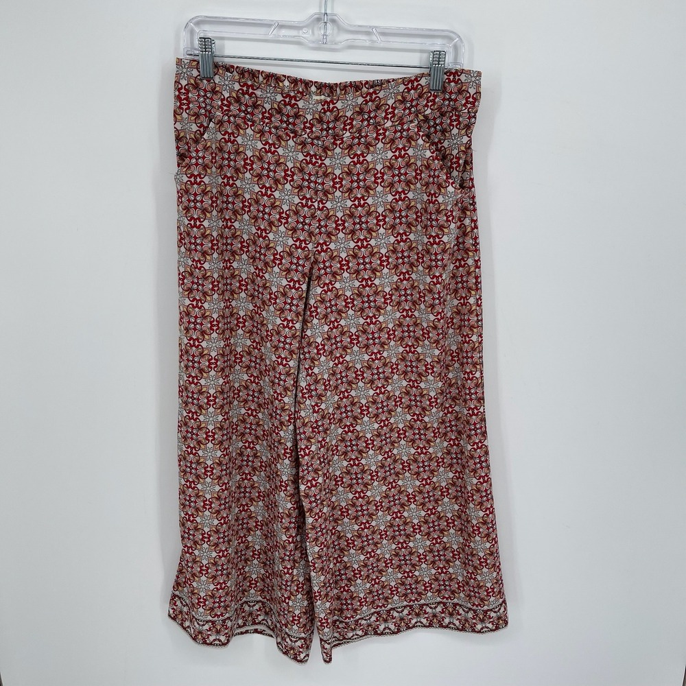 Max Studio Women's Red Geometric Medallion Wide‎ Leg Palazzo Pants Size L